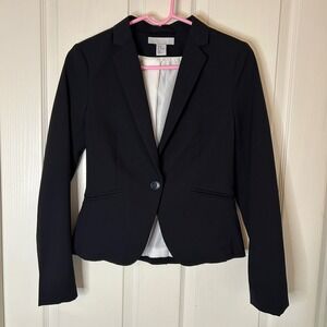 H&M Black Single Button Blazer Jacket Women's Size 4